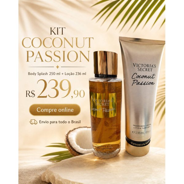 Kit Victoria\\\'s Secret Coconut Passion - Body Splash 250ml + Lo��o 236ml