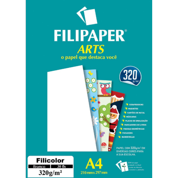 Papel Filipaper Arts 320gr - A4 - Branco - 30 folhas