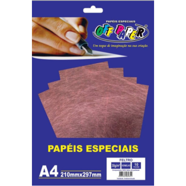Feltro Vermelho A4 30g 10 Fls - Off Paper