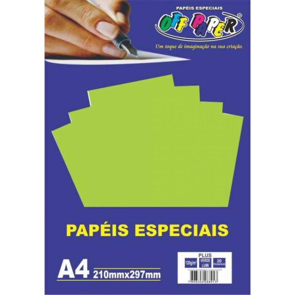 Papel Plus Verde Lumi 120G A4 20 Fls - Off Paper