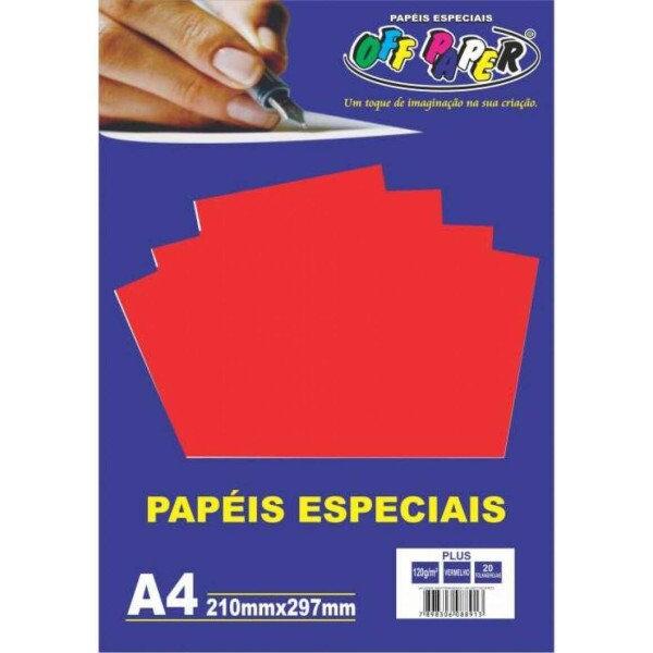 Papel Plus Vermelho 120G A4 20 Fls - Off Paper