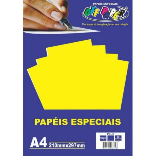 Papel Plus Amarelo Lumi 120G A4 20 Fls - Off Paper