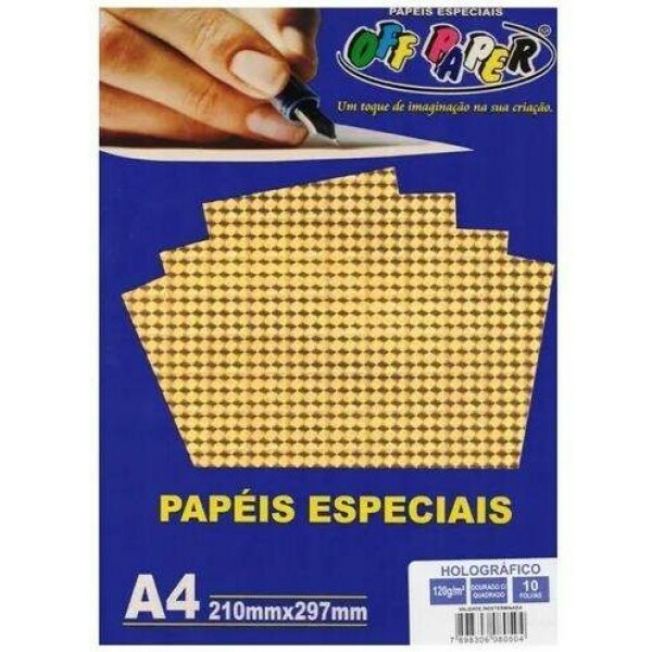 Papel Hologrfico Dourado A4 120G 10 Fls - Off Paper