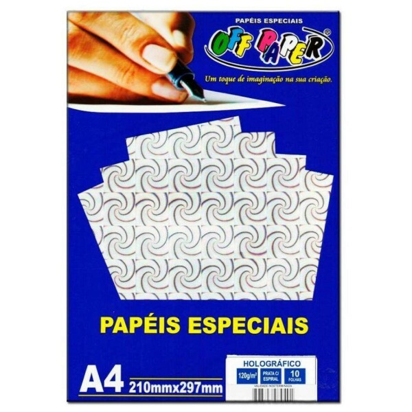 Papel Hologr�fico Prata A4 120G 10 Fls - Off Paper