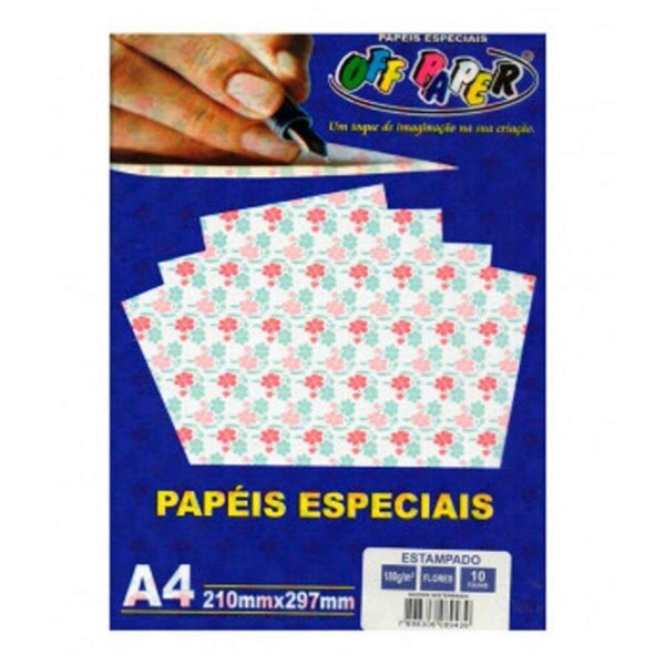 Papel Estampado Flores A4 180g 10 Fls - Off Paper