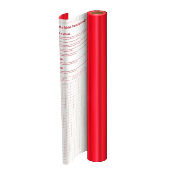 Rolo de Adesivo Vermelho Metalizado - 45cm x 2mt