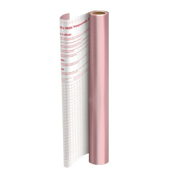 Rolo de Adesivo Rosa Metalizado - 45cm x 2mt