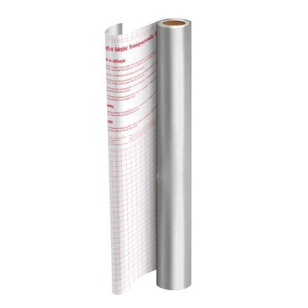 Rolo de Adesivo Prata Metalizado - 45cm x 2mt