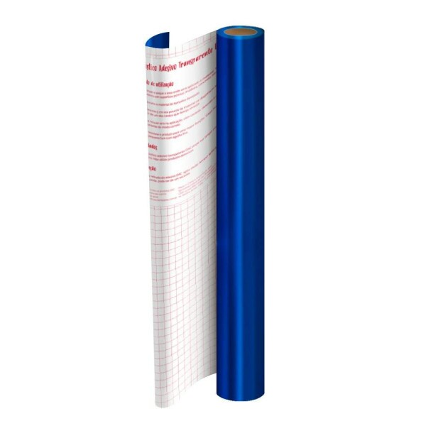 Rolo de Adesivo Azul Metalizado - 45cm x 2mt