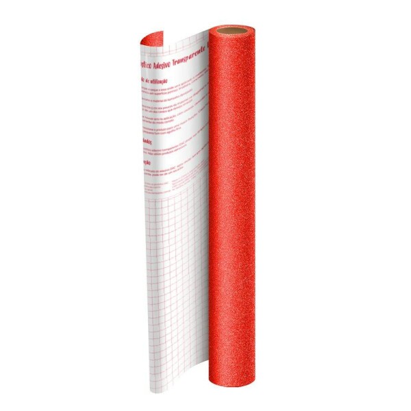 Rolo de Adesivo Vermelho Glitter - 45cm x 2mt