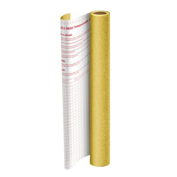 Rolo de Adesivo Dourado Glitter - 45cm x 2mt