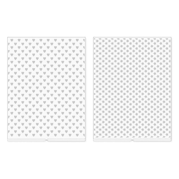 Placas de Embossing Folder Revolution - Cora��es e Estrelas (2 Placas)