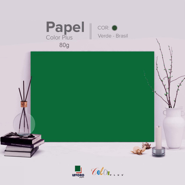 Papel Color Plus 80g A4 - Verde Bandeira (Brasil) - 27 Folhas