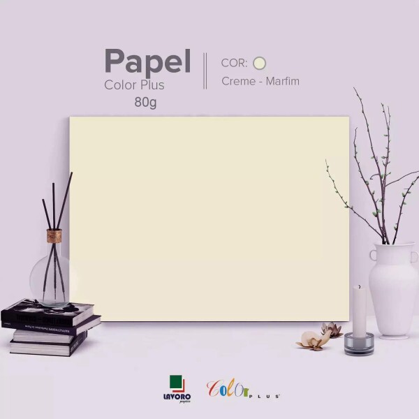 Papel Color Plus 80g 30,5x30,5 - Creme (Marfim) - 30 Folhas
