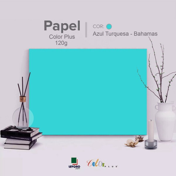 Papel Color Plus 120g 30,5x30,5 - Azul Turquesa (Bahamas) - 30 Folhas
