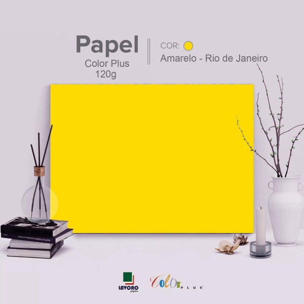 Papel Color Plus 120g A4 - Amarelo (Rio de Janeiro) - 27 Folhas
