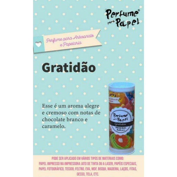 Perfume para Papel - Aroma Gratid�o 30ml + Embalagem Colecion�vel