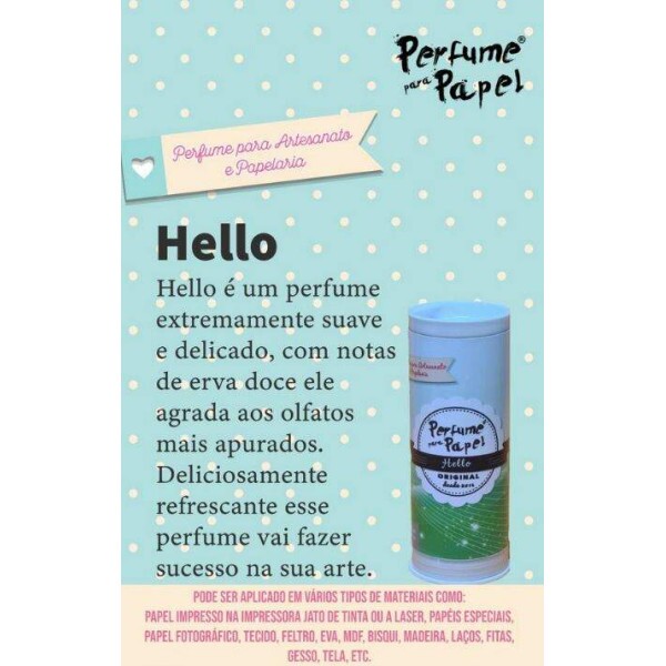 Perfume para Papel - Aroma Hello 30ml + Embalagem Colecionvel