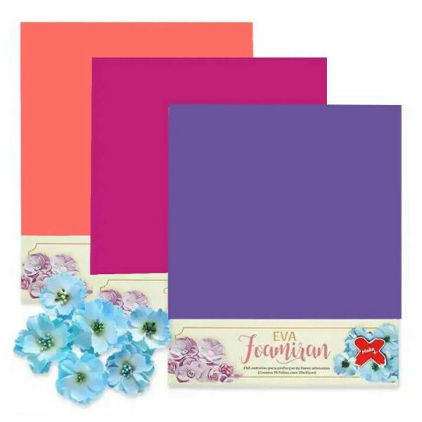 Placa de EVA Foamiran Para Flores - 30 x 35 cm Sortido - Tons de Flores Intensas - Make+