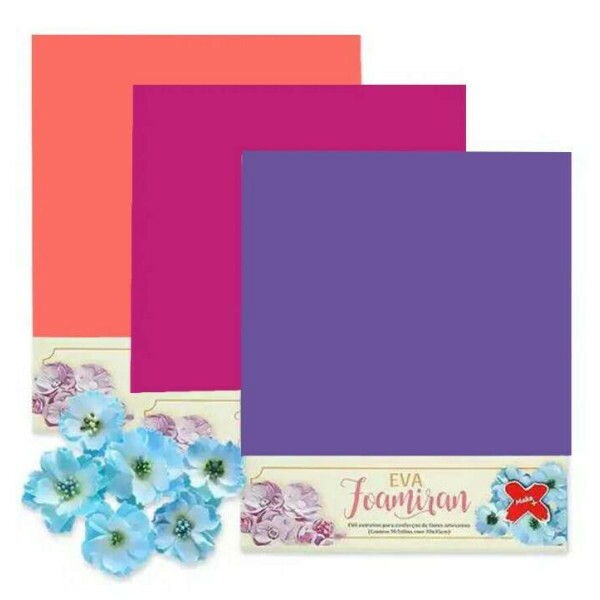 Placa de EVA Foamiran Para Flores - 30 x 35 cm Sortido - Tons de Flores - Make+