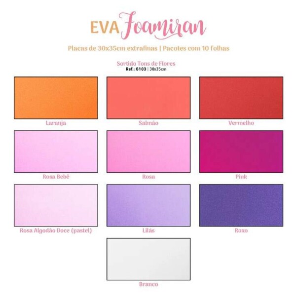 Placa de EVA Foamiran Para Flores - 30 x 35 cm Sortido - Tons de Flores - Make+