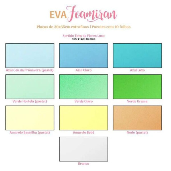 Placa de EVA Foamiran Para Flores - 30 x 35 cm Sortido - Tons de Flores Luxo - Make+