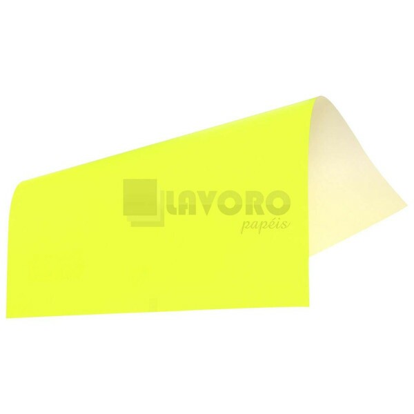 Papel Adesivo Fluorescente Amarelo 90g A4 - 25 Folhas