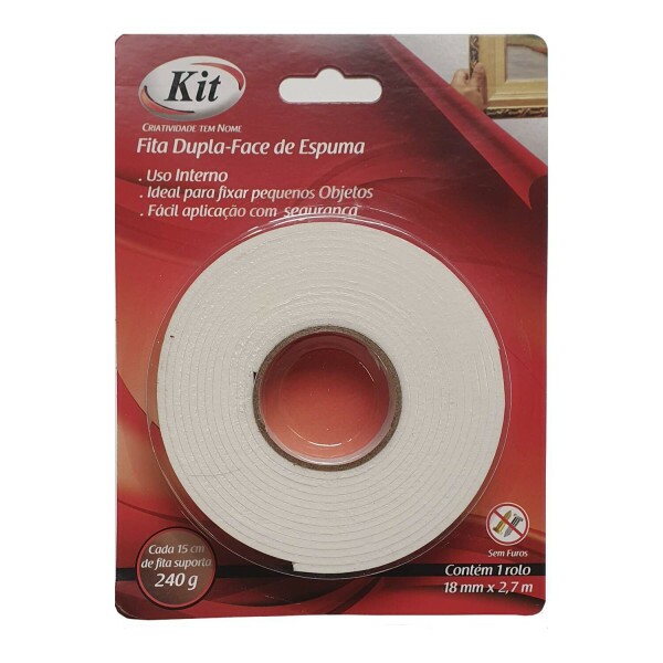 Fita Dupla-Face de Espuma Kit 18mm x 2,7m