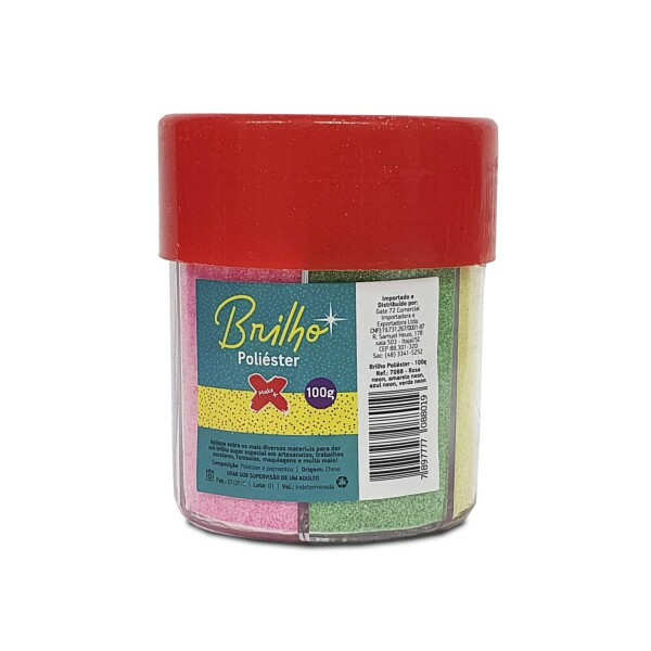 Glitter Pote 100gr Neon - Rosa/Amarelo/Azul/Verde