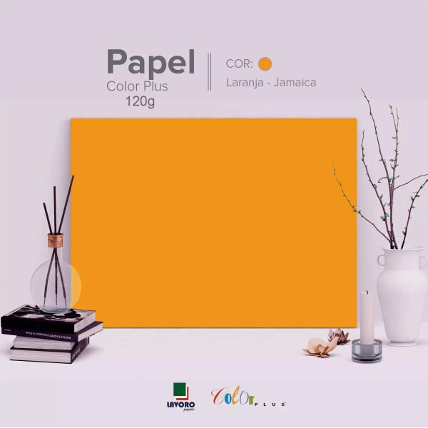 Papel Color Plus 120g 30,5x30,5 - Laranja (Jamaica) - 30 Folhas
