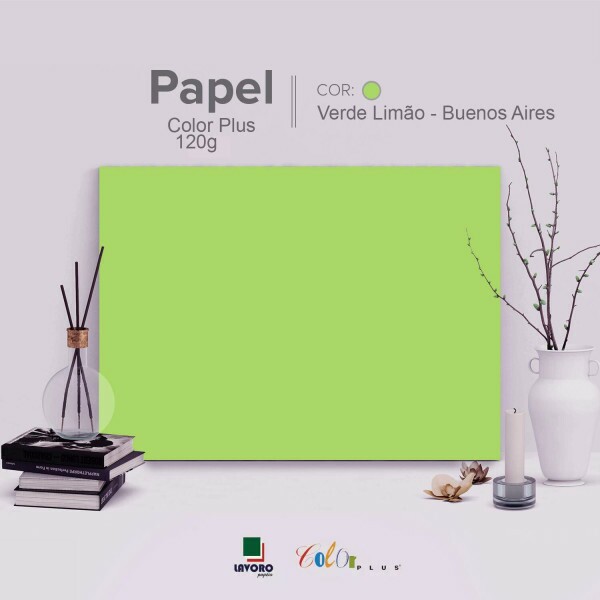 Papel Color Plus 120g 30,5x30,5 - Verde Limo (Buenos Aires) - 30 Folhas