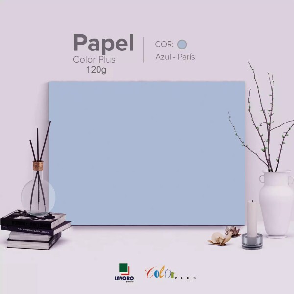 Papel Color Plus 120g A4 - Azul Claro (Paris) - 27 Folhas