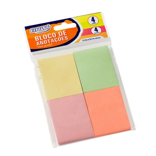 Bloco Smart Notes 38x51mm- Tons Pastel - 50fls - 4blocos BRW