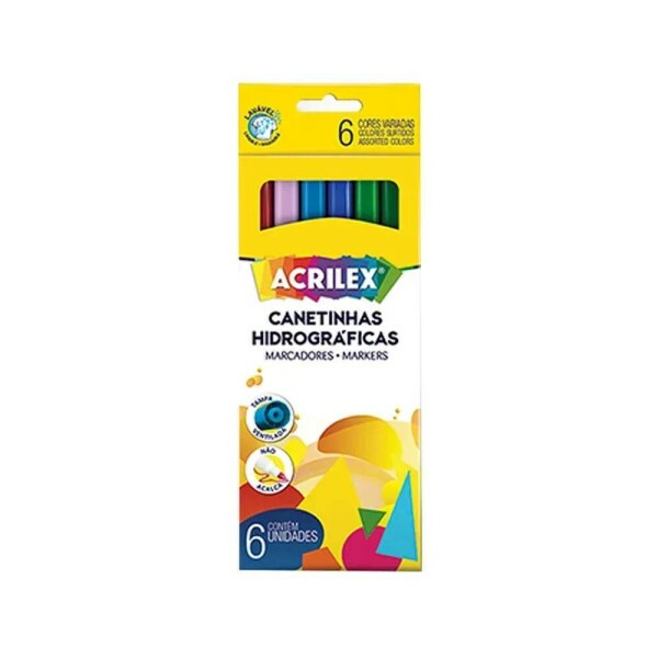Canetas Hidrogr�ficas - Acrilex c/6 un