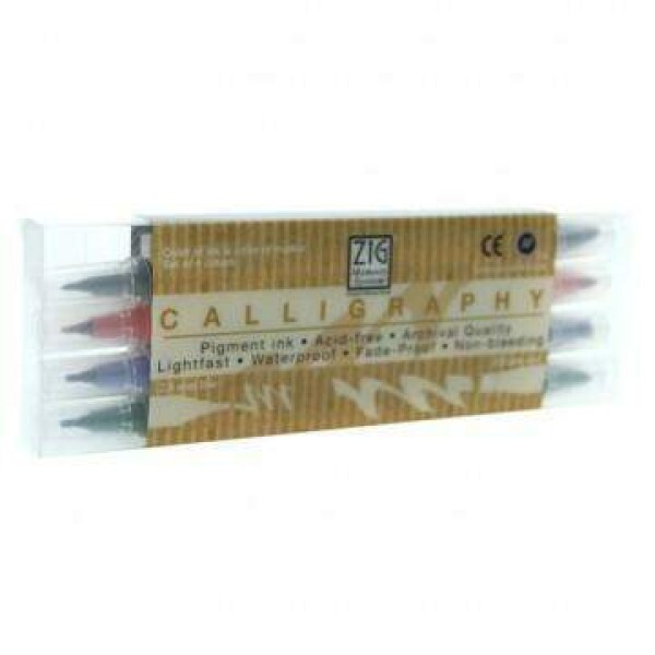 Kit Canetas Zig Memory System Calligraphy Powder Puff com 04 Unidades