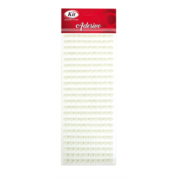 ADESIVO MEIA PEROLA 8MM 10X26CM BRANCO MULTIPLO - KIT