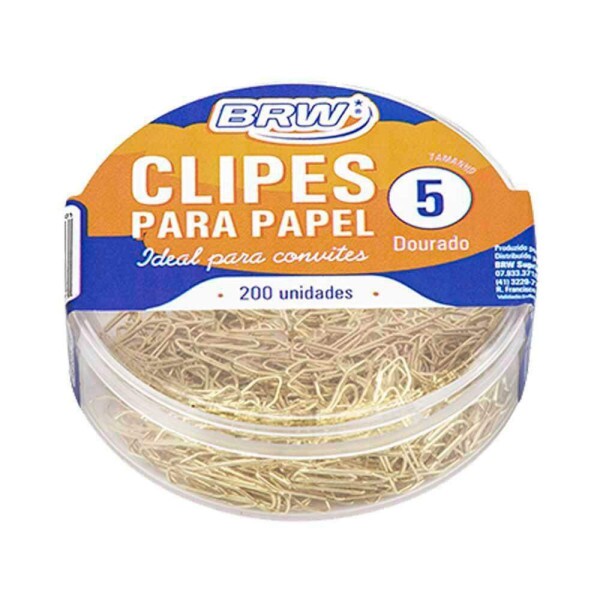 CLIPES PARA PAPEL - DOURADO c/200 unidades