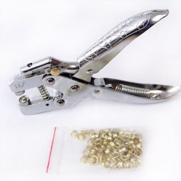 Alicate Furador e Fixador c/50 Ilh�s Dourados- BRW