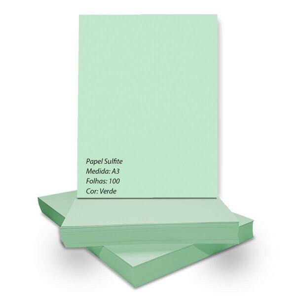 Papel Sulfite Lavorinho 75gr A3 - 100fls Verde