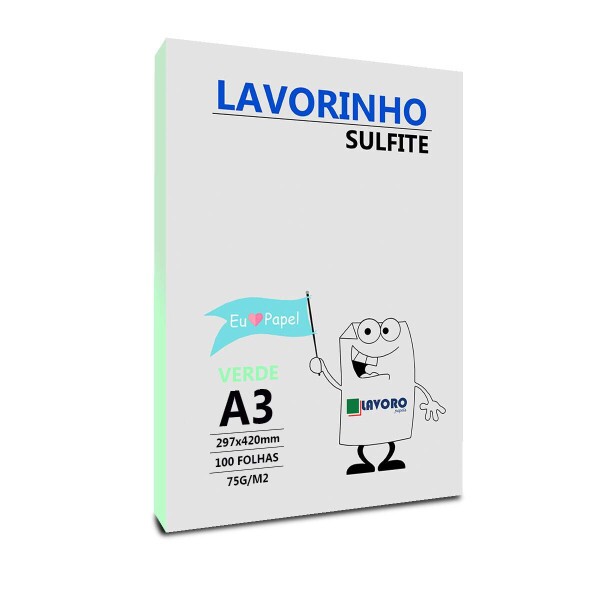 Papel Sulfite Lavorinho 75gr A3 - 100fls Verde