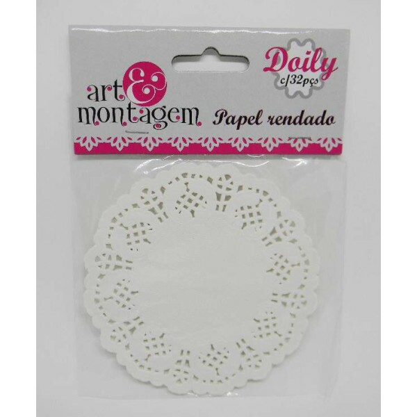 Doilies Art & Montagem - Papel Rendado Doilies Redondo Branco - 10cm com 32 unidades