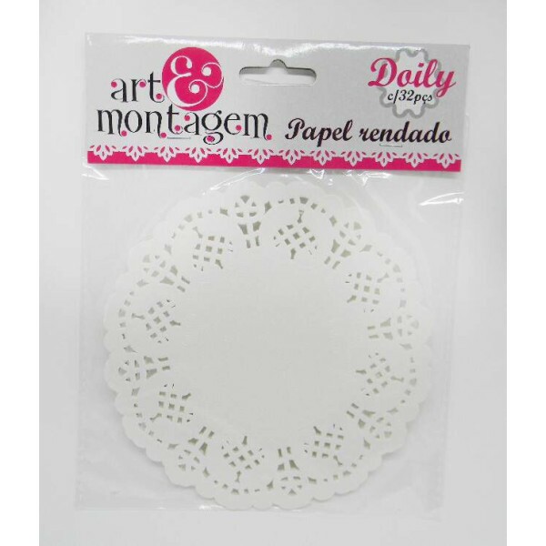 Doilies Art & Montagem - Papel Rendado Doilies Redondo Branco - 14cm com 32 unidades