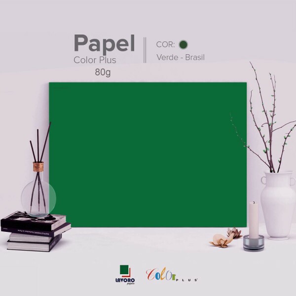 Papel Color Plus 80g A3 - Verde Bandeira (Brasil) - 28 Folhas