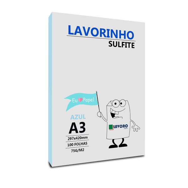 Papel Sulfite Lavorinho 75gr A3 - 100fls Azul