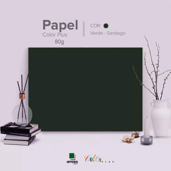 Papel Color Plus 80g A3 - Verde Musgo (Santiago) - 28 Folhas