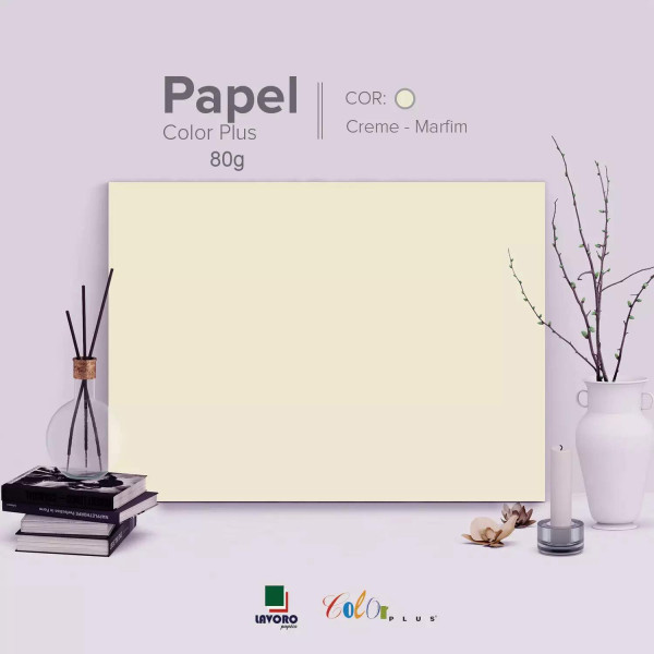 Papel Color Plus 80g 30x60 - Creme (Marfim) - 21 Folhas