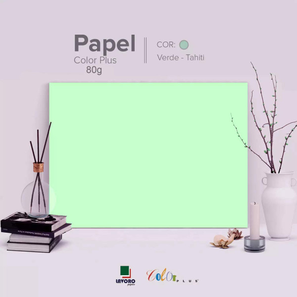 Papel Color Plus 80g 30x60 - Verde �gua (Tahiti) - 21 Folhas