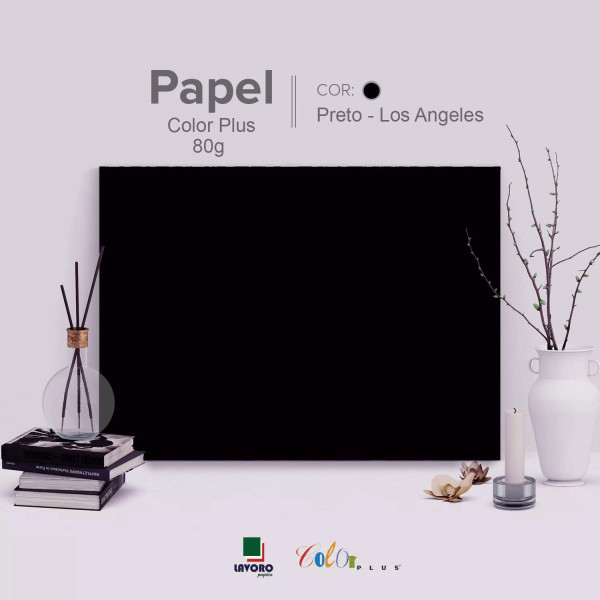 Papel Color Plus 80g 30x60 - Preto (Los Angeles) - 21 Folhas