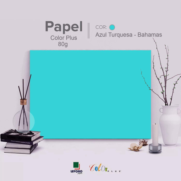 Papel Color Plus 80g 30x60 - Azul Turquesa (Bahamas) - 21 Folhas