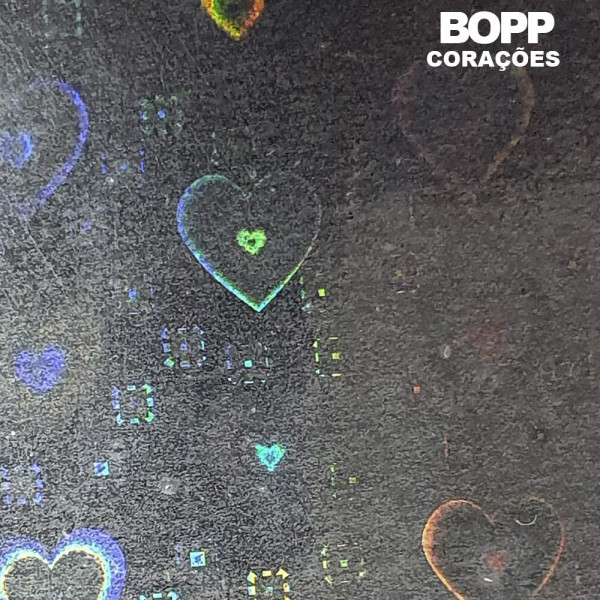 BOPP Hologr�fico - Cora��es - 22 cm x 2 mts